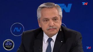 Alberto Fernández durante la entrevista en A dos voces.&nbsp;