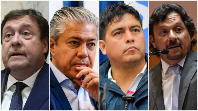 Alberto Weretilneck, Rolando Figueroa, Claudio Vidal y Gustavo Sáenz.