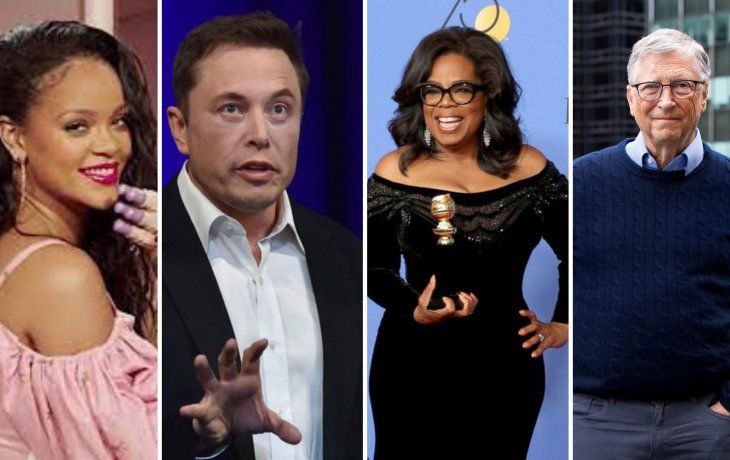 Rihanna, Elon Musk, Oprah Winfrey y Bill Gates y Elon Musk, algunos de la lista
