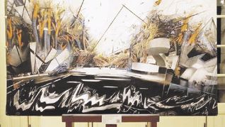 grabados. Arriba, Zulema Petruchansky, ”Serie de los árboles” (2014);&nbsp;