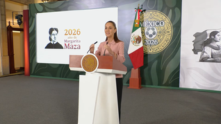 Claudia Sheinbaum en la Mañanera del Pueblo de este jueves.