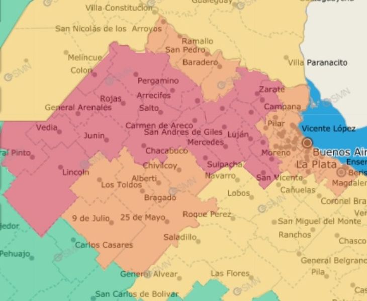 Alerta roja en el centro y norte de la provincia de Buenos Aires. Alerta roja en el centro y norte de la provincia de Buenos Aires.