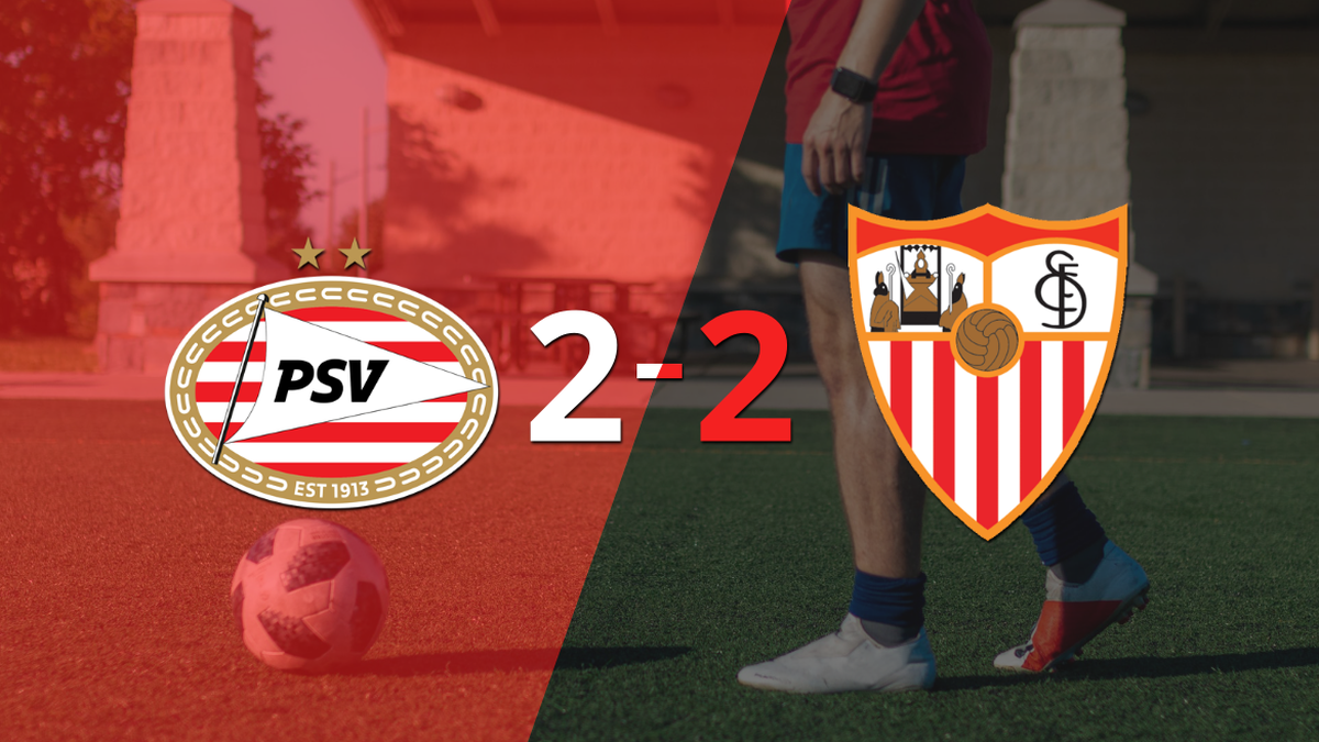 Sevilla got a point after drawing 2 goals with PSV