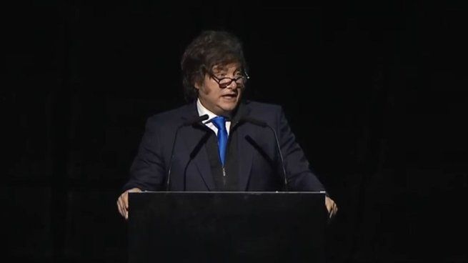 Javier Milei encabezó un discurso en la iglesia Portal del Cielo.