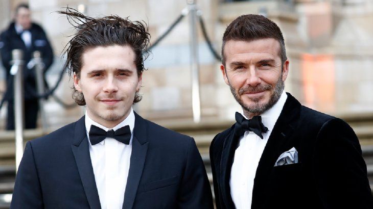 Brooklyn Beckham y su padre David, el día de su boda con Nicola Peltz