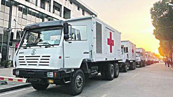 arribo nuevo hospital militar movil donado por china para la ayuda en la pandemia