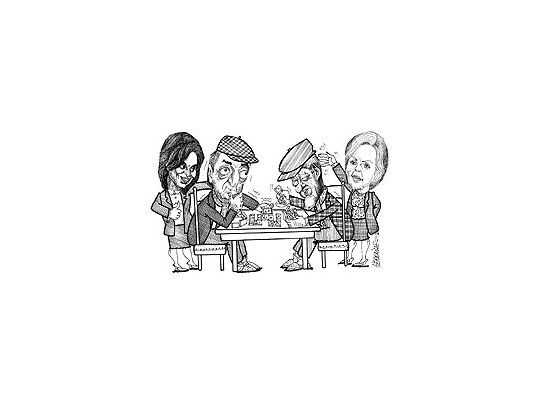 Cristina Fernández, Néstor Kirchner, Bill y Hillary Clinton.