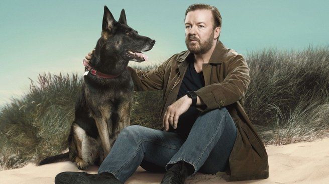 Ricky Gervais junto a Anti en After Life.