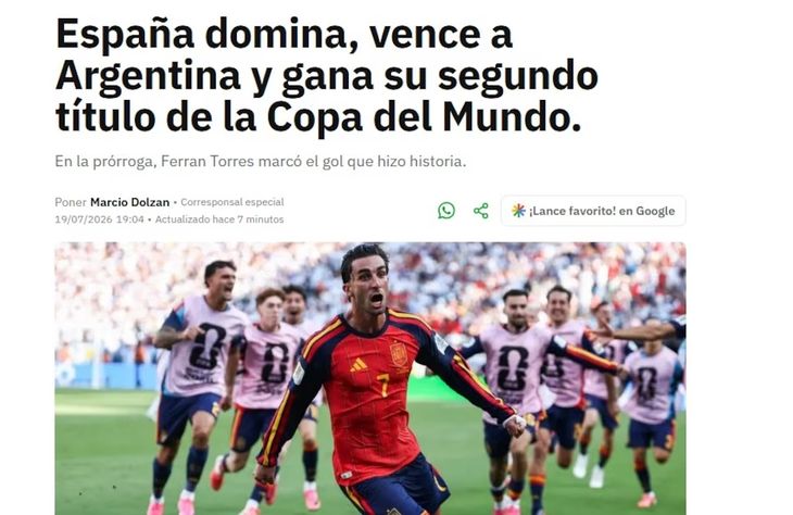 UOL Esporte resaltó la superioridad de España. UOL Esporte resaltó la superioridad de España.