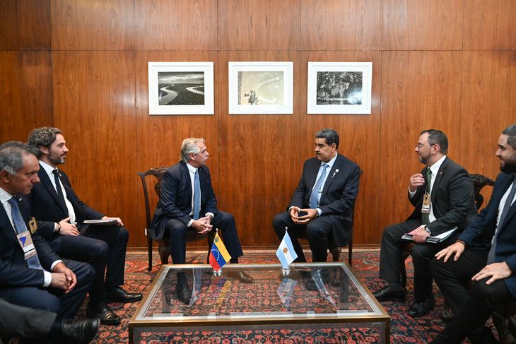 Alberto Fernández y Nicolás Maduro, en la reunión bilateral. Alberto Fernández y Nicolás Maduro, en la reunión bilateral. 