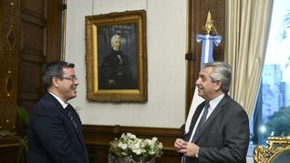 Germán Martínez y Albero Fernández en Casa Rosada.&nbsp;