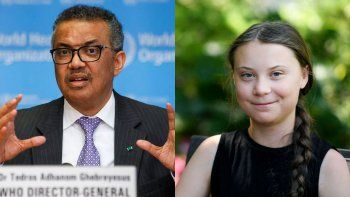TedrosAdhanom, el director general de la Organización Mundial de la Salud, y laactivista Greta Thunberg.