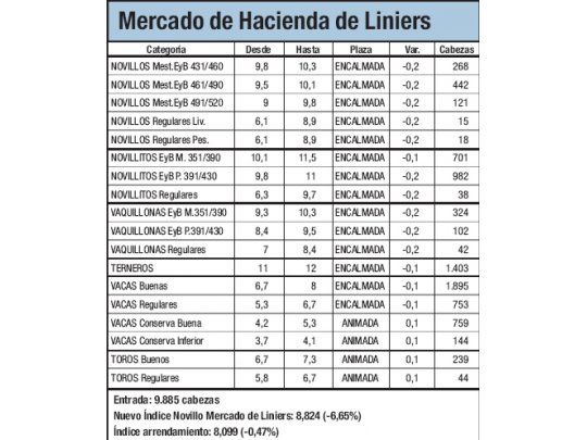 Liniers cerró con caída del 6,65%