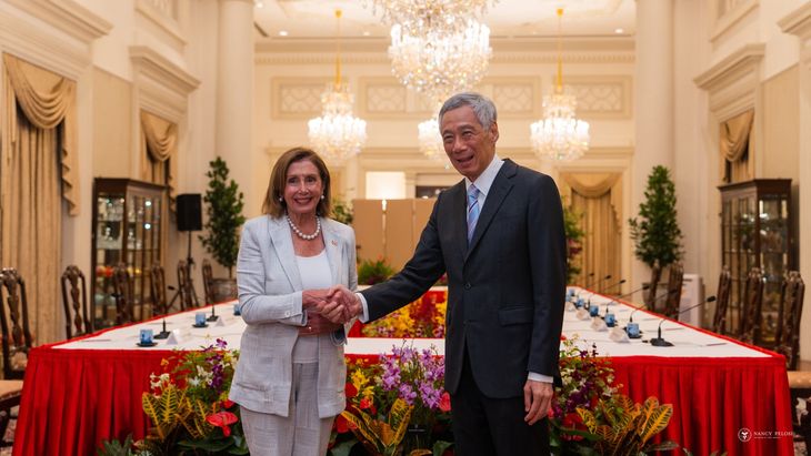 Nancy Pelosi, Speaker of the US House of Representatives, during her visit to Singapore.