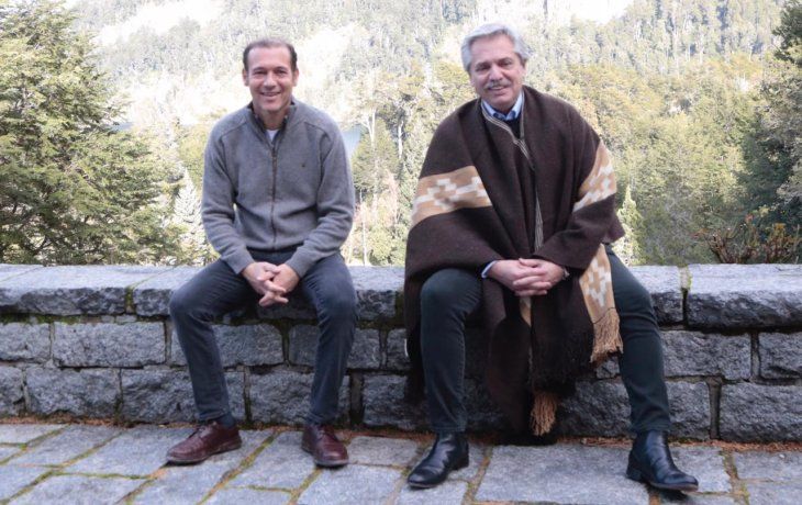 Omar Gutiérrez y Alberto Fernández en el El Messidor en Villa La Angostura.
