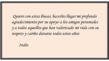 El mensaje publicado por Carlos Indio Solari.