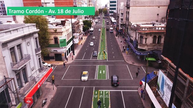 Así será la ciclovía sobre la 18 de Juio que planea Carolina Cosse para Montevideo.