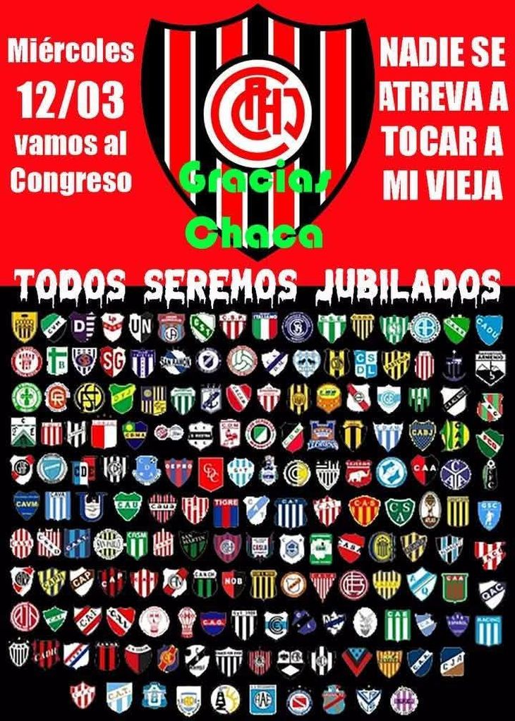 Chacarita y varios clubes se convocan para la marcha del próximo miércoles.