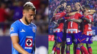Las dos caras de la moneda. El festejo de los jugadores de Atlético San Luis y la desazón de los jugadores de Cruz tras perder el invicto.
