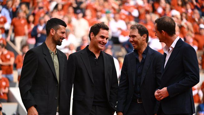 Novak Djokovic, Roger Federer y Andy Murray acompañaron a Nadal en su celebración en París.