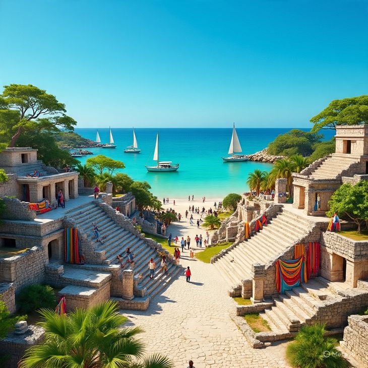 Así se vería Cancún hoy si fuera una ciudad maya, según la Inteligencia Artificial. Así se vería Cancún hoy si fuera una ciudad maya, según la Inteligencia Artificial.