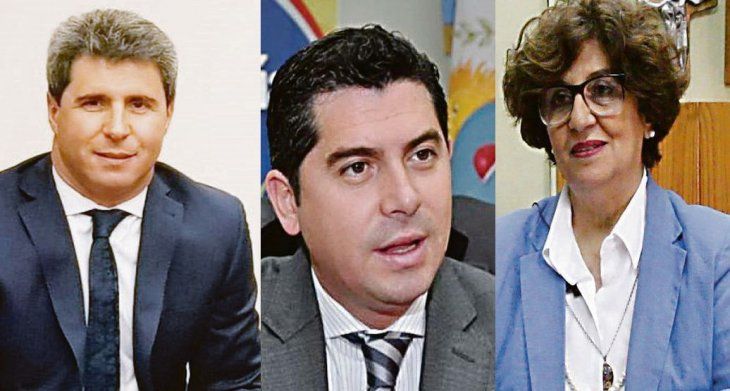 Sergio Uñac, Marcelo Orrego y Nancy Avelín