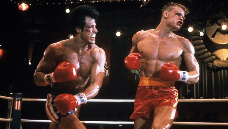 In 'Rocky 4', the talented Sylvester Stallone shocked the public when his scenes in the ring impacted television In 'Rocky 4', the talented Sylvester Stallone shocked the public when his scenes in the ring impacted television
