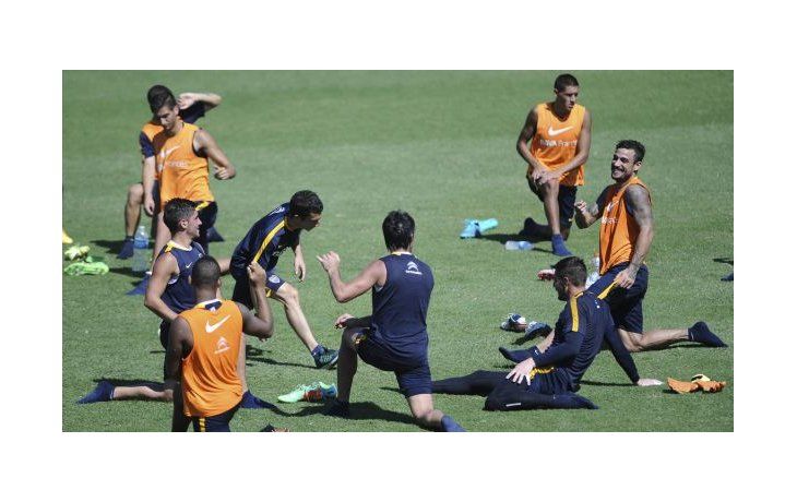 Osvaldo se mostró feliz de volver a practicar a la par de sus compañeros. El domingo, contra Lanús, podría ingresar unos minutos.