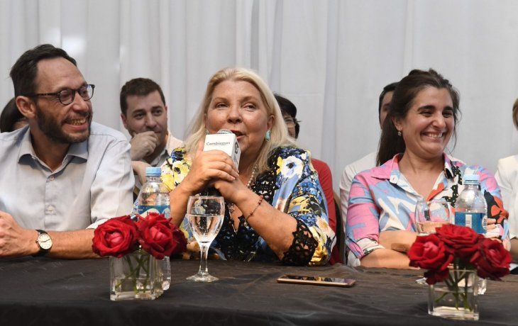 Maximiliano Ferraro, Elisa Carrió y Maricel Etchecoin.&nbsp;