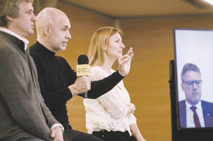 Felipe Miguel, Horacio Rodríguez Larreta y Soledad Acuña.