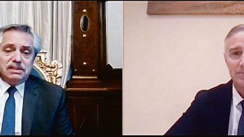 Anuncio. Alberto Fernández y Marcelo Figueiras, ayer en videollamada.