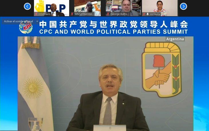 El presidente Alberto Fernández participó, de manera virtual, del acto por el centenario de la fundación del Partido Comunista de China, que encabezará el presidente del país asiático, Xi Jinping.