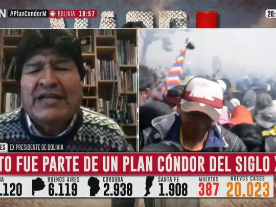 Evo Morales en C5N. (Captura de pantalla).&nbsp;