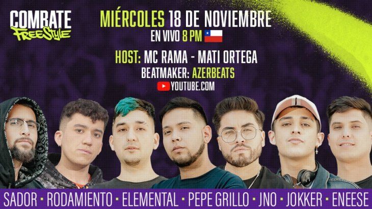 Se realizará la cuarta fecha de Combate Freestyle, en una transmisión gratuita por YouTube con los mejores artistas del rap, el próximo miércoles en Chile.