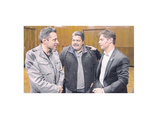 Víctor Santa María (encargados de edificios) y Gerardo Martínez  (albañiles, UOCRA), en buenos términos con Axel Kicillof. Los faltazos de Caló y de Cavalieri dieron la pauta de la tensión que generó el jefe de Economía.