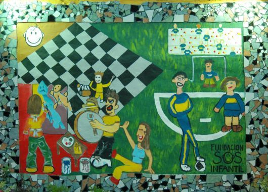 El mural pintado por los chicos y jugadores de Boca