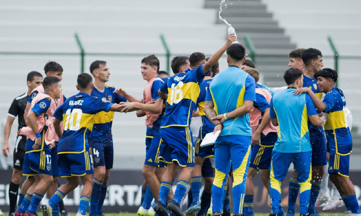 The Boca team celebrates, after beating Aucas from Ecuador and reaching the final of the Copa Libertadores Sub 20, where today they will face Flamengo. The Boca team celebrates, after beating Aucas from Ecuador and reaching the final of the Copa Libertadores Sub 20, where today they will face Flamengo.