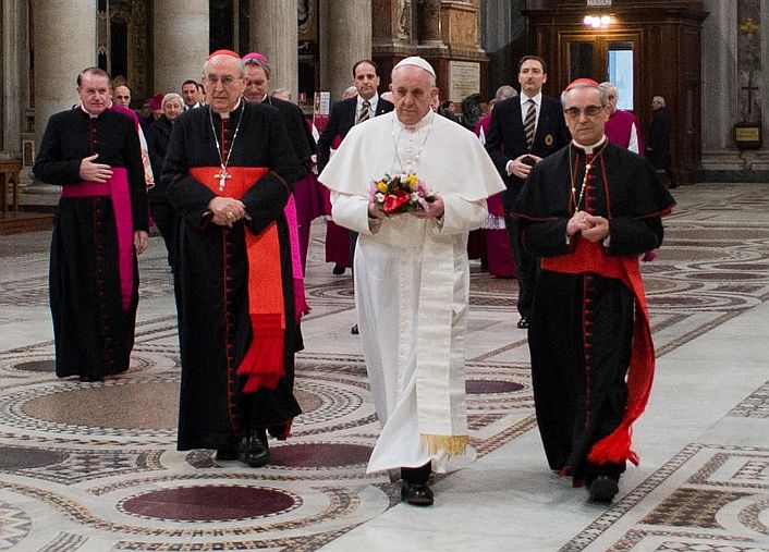 La llegada del Pontífice a la basílica de Santa María Mayor, por la mañana.