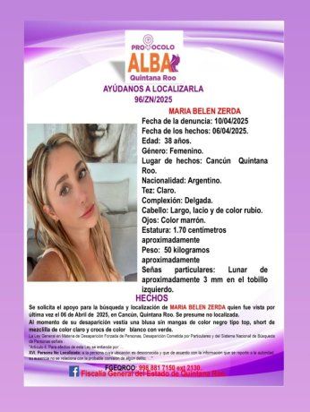 La Fiscalía de Quintana Roo, México, aplicó el Protocolo Alba. La Fiscalía de Quintana Roo, México, aplicó el Protocolo Alba.