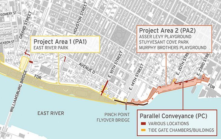 El proyecto incluye la elevación del Parque del East River.