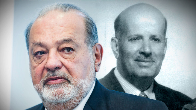 Carlos Slim y, en el fondo, su padre.