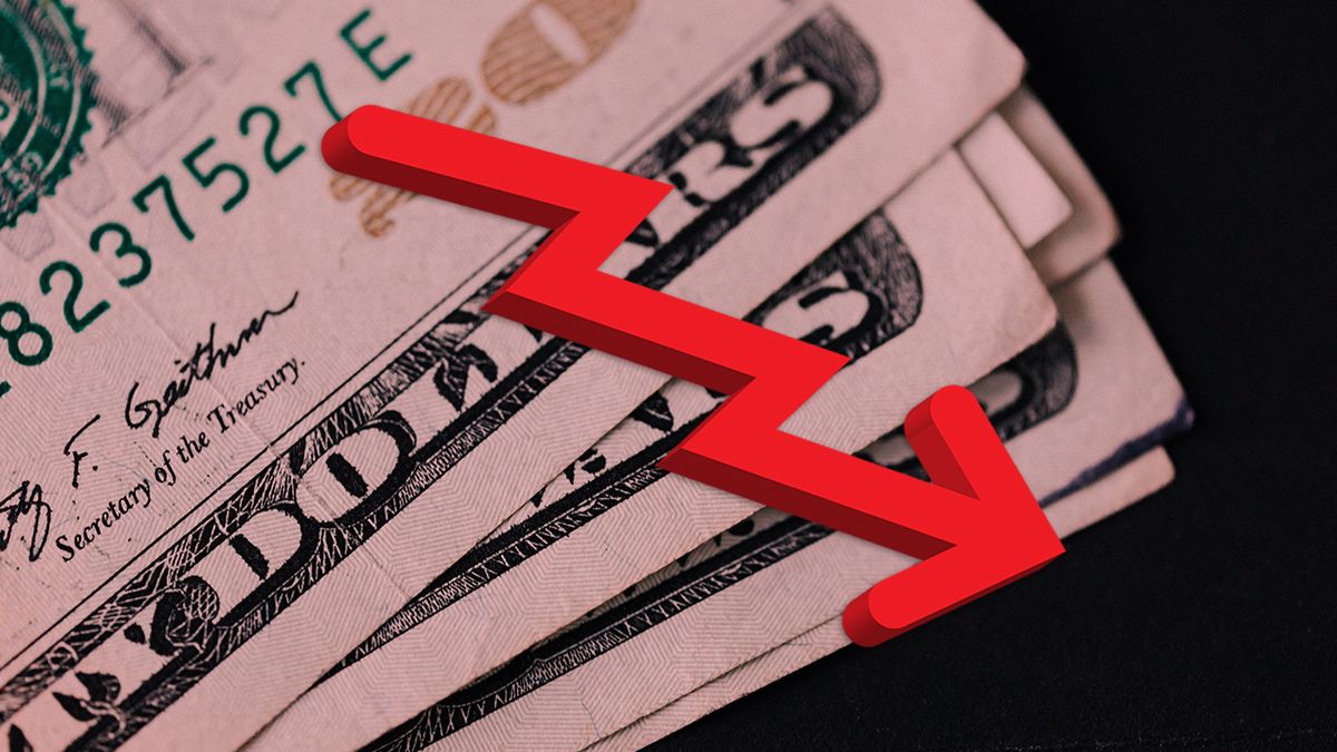 The dollar continues to fall and returned to the  range