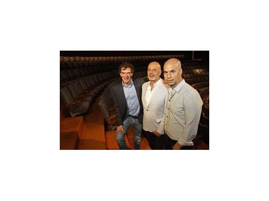 Darío Lopérfido, Jorge Telerman y Horacio Rodríguez Larreta en el acto que se realizó en el Teatro San Martín.
