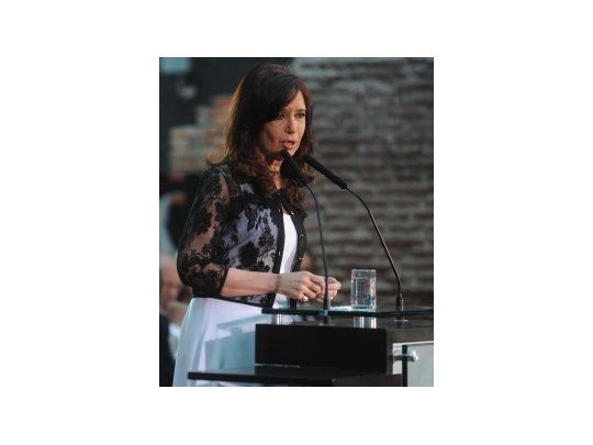 Cristina de Kirchner durante el acto por el día de la democracia en el Museo del Bicentenario.