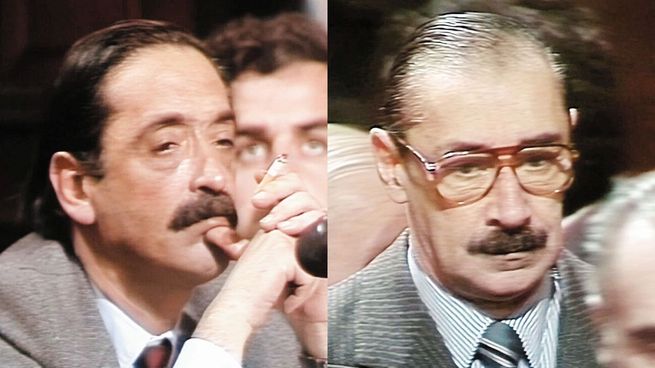 el juicio. El fiscal Julio César Strassera y el represor Jorge Rafael Videla, en dos momentos del documental.