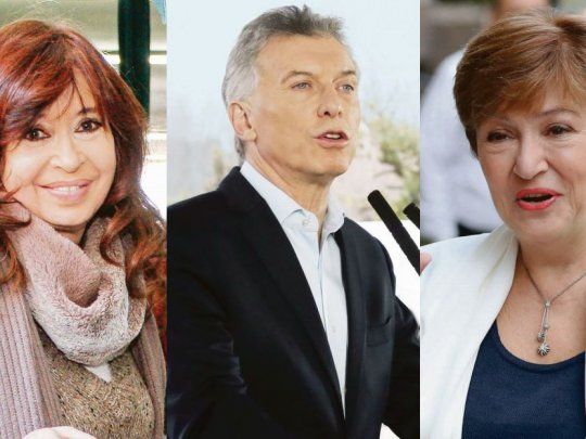 Cristina Fernández de Kirchner,&nbsp;Mauricio Macri y&nbsp;Ktristalina Georgieva.