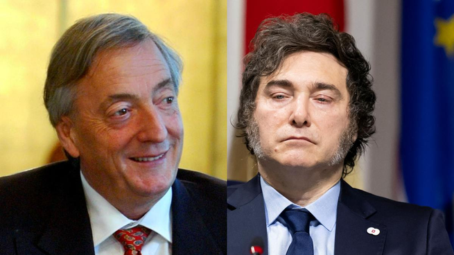 Néstor Kirchner y Javier Milei. 