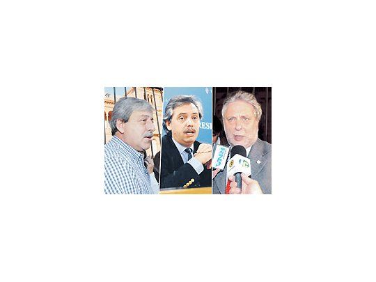 Los actores principales ayer: Eduardo Buzzi (Federación Agraria), el jefe de Gabinete Alberto Fernández y Mario Llambías de Confederaciones Rurales.