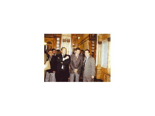 Ayer en el CFI ,Adolfo Rodríguez Saá (San Luis), el vice Salteño Walter Wayar, y el Coordinador del Frente Federal, el Senador electo Ramón Puerta.