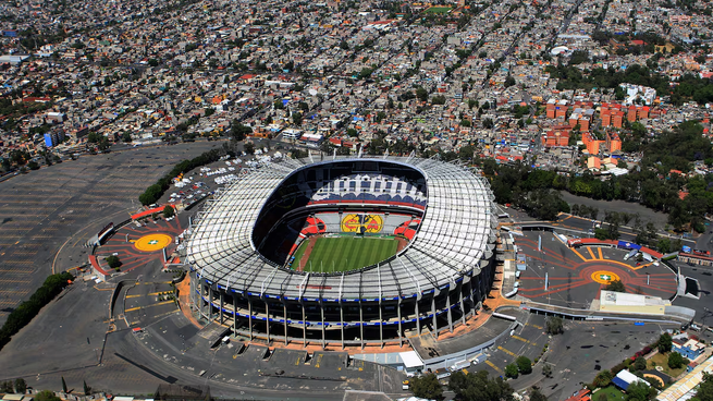 Vista aérea del Estadio Azteca.
